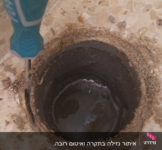 בור ניקוז עם מברג כחול